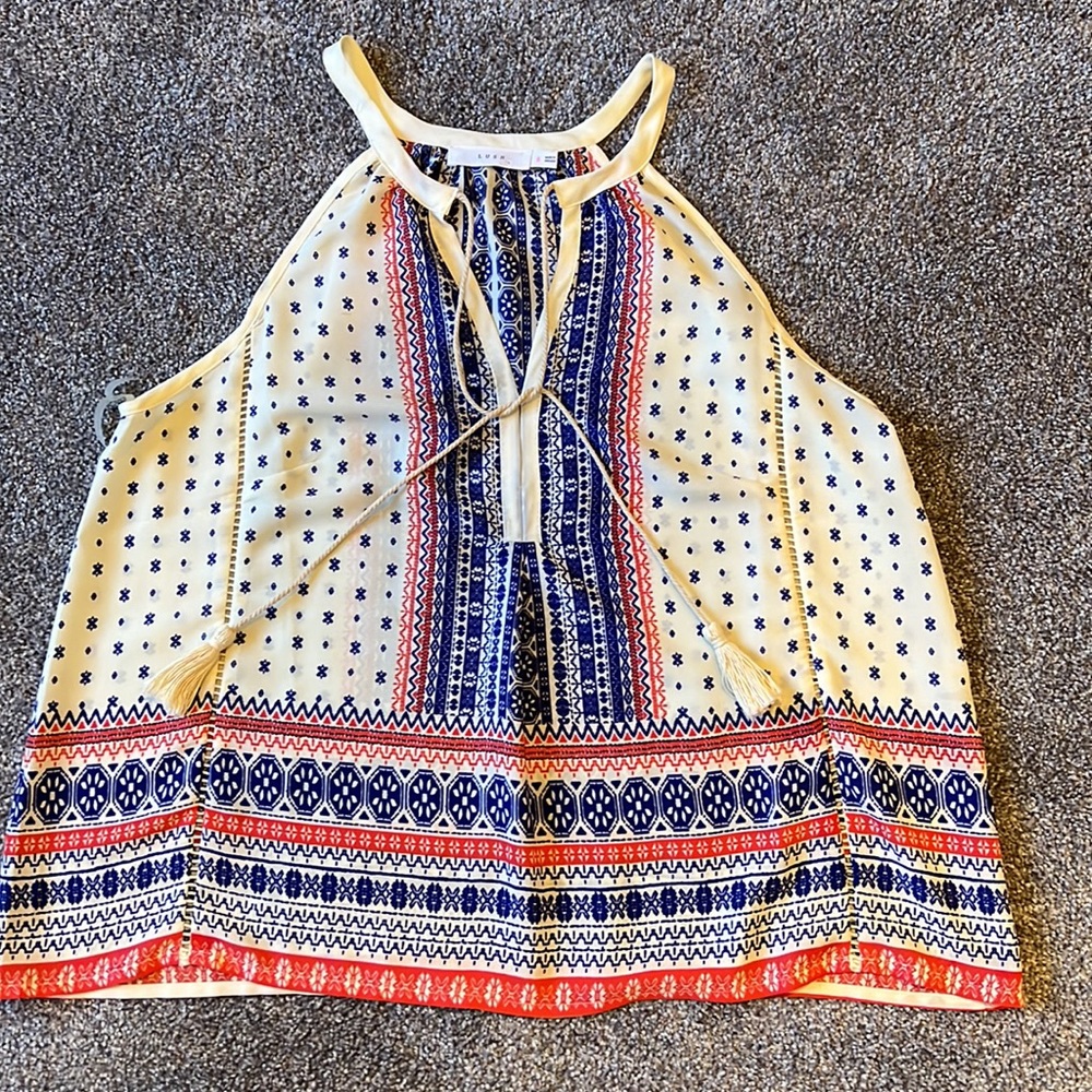 Lush printed T-back printed blouse